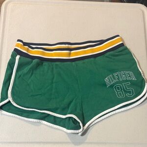 Tommy Hilfiger Green Athletic Shorts with Yellow Stripe